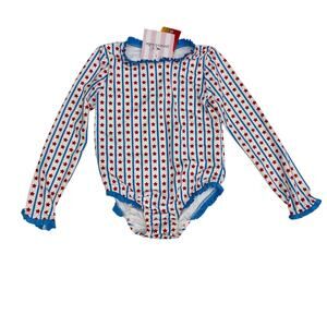 NWT  James & Lottie Size 10 Leighton Rash Guard Swim in Stars & Stripes